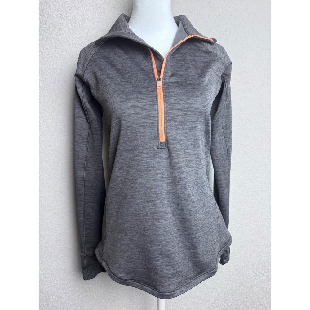 Under Armour Womens ColdGear 1/4 Zip Pullover Gray Orange Fitted Medium Active